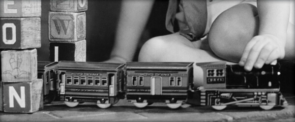 child with train set