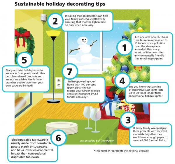 Sustainable Holiday Decorating Tips info graphic