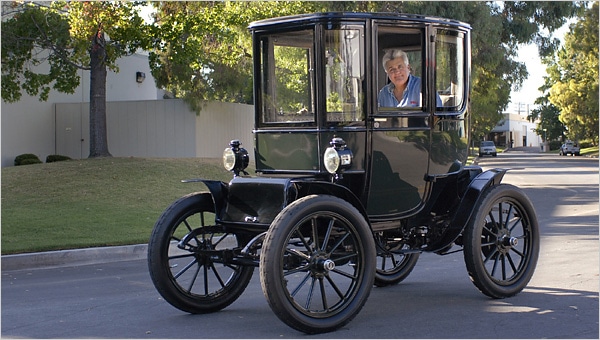 Jay Leno driving a Baker Electric