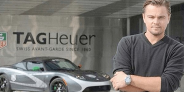 Leonardo DiCaprio and Tesla Roadster