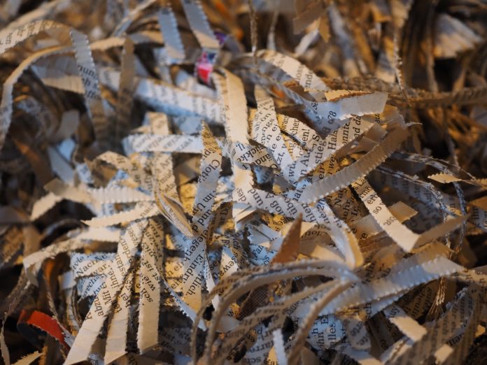 shredded paper for recycling