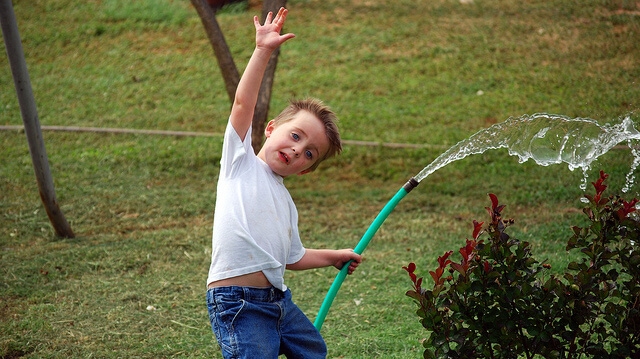 child in garden
