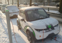 electric car in winter