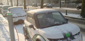 electric car in winter