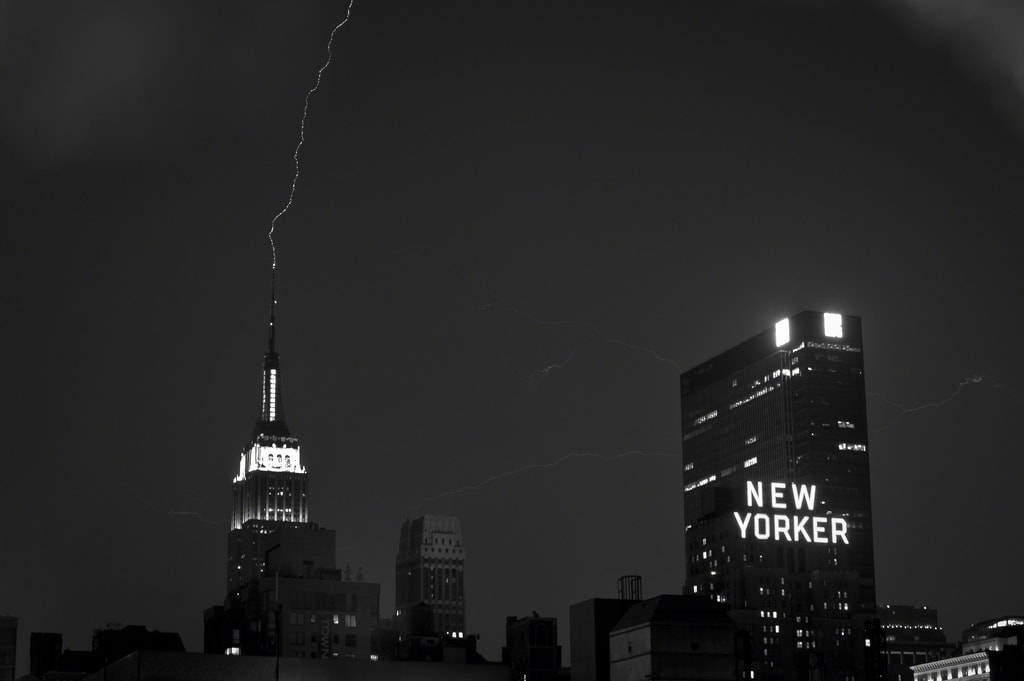 Lightning hitting Empire State Building in New York