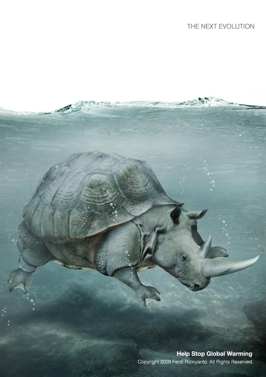 Rhino under water