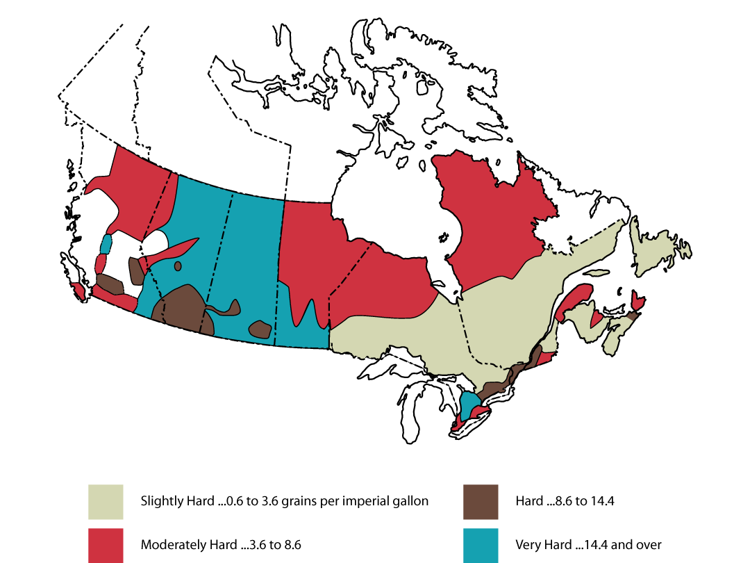 Map of water hardness in Canada