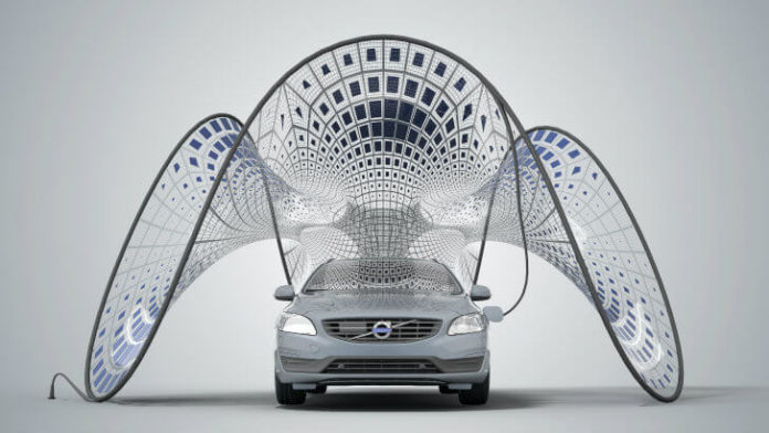 Volvo solar charging canopy