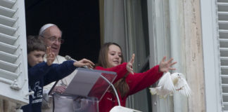 Pope Francis releasing Peace doves