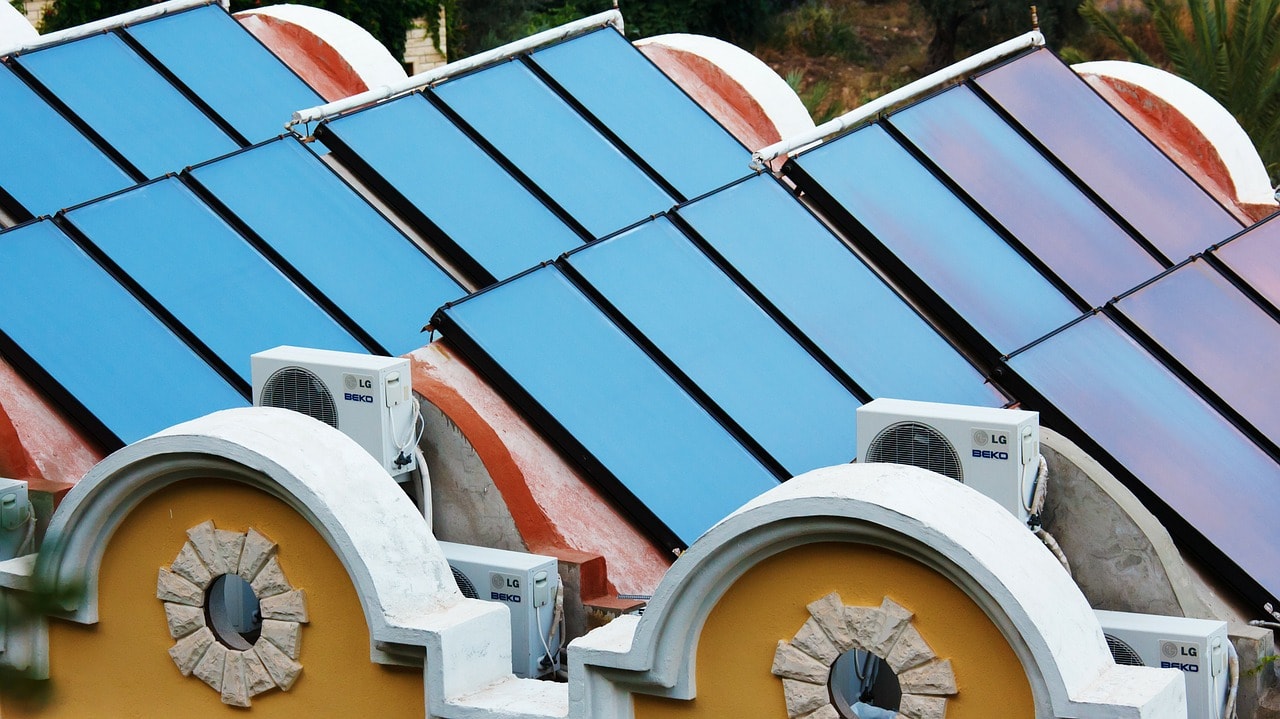 Solar water heater on roof