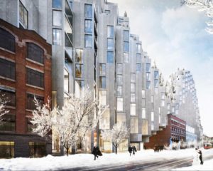 Sustainable architecture by Bjarke Ingels in Toronto in winter