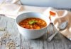 vegan lentil and vegetable soup in a bowl