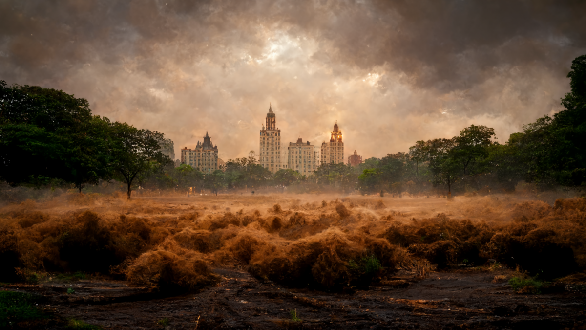 Central Park in year 2100 after climate change