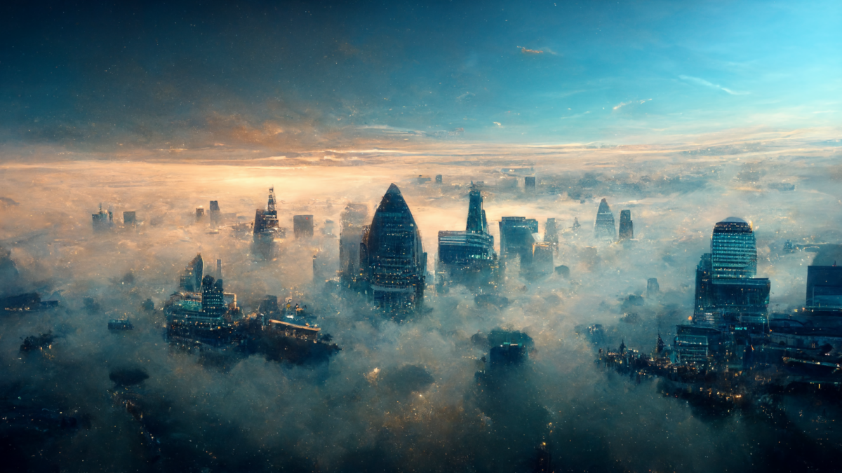London, England in year 2100 after climate change