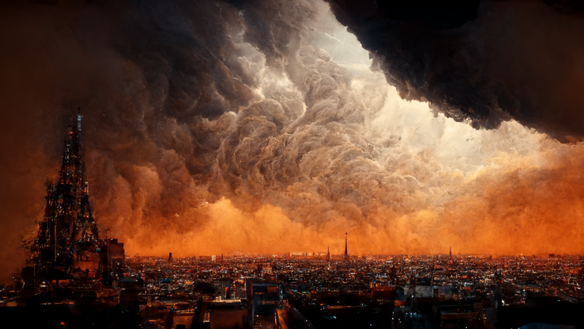 Paris, France in the year 2100 after climate change