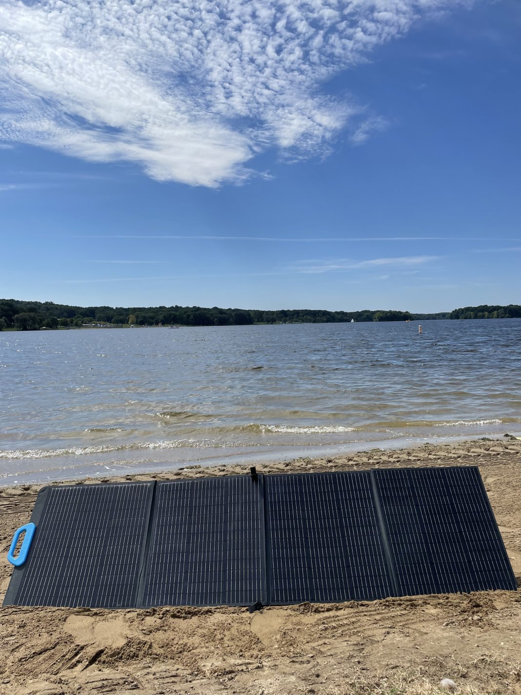 bluetti pv200 solar panel on a beach