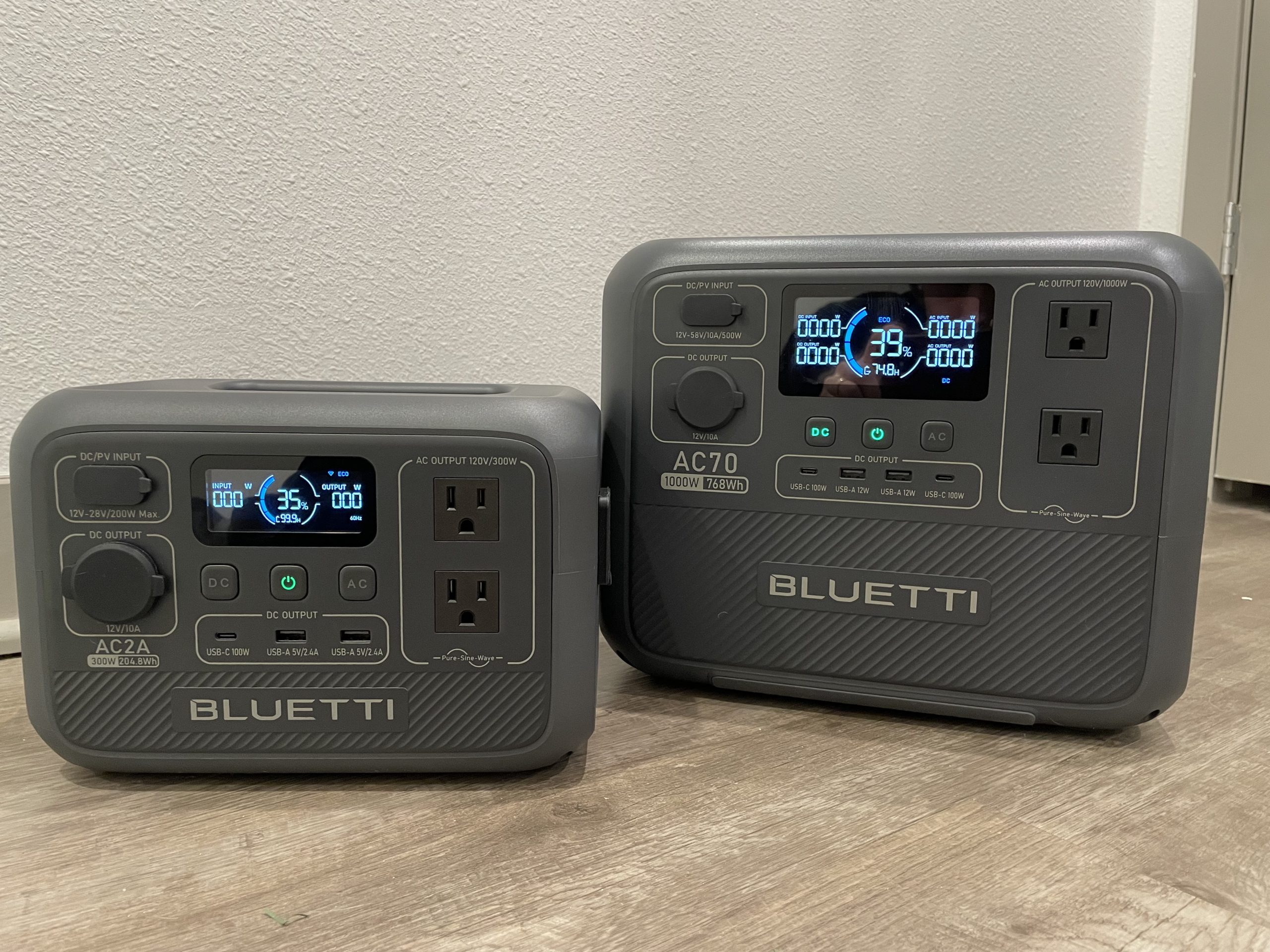 Bluetti AC2A and Bluettia AC70 side by side