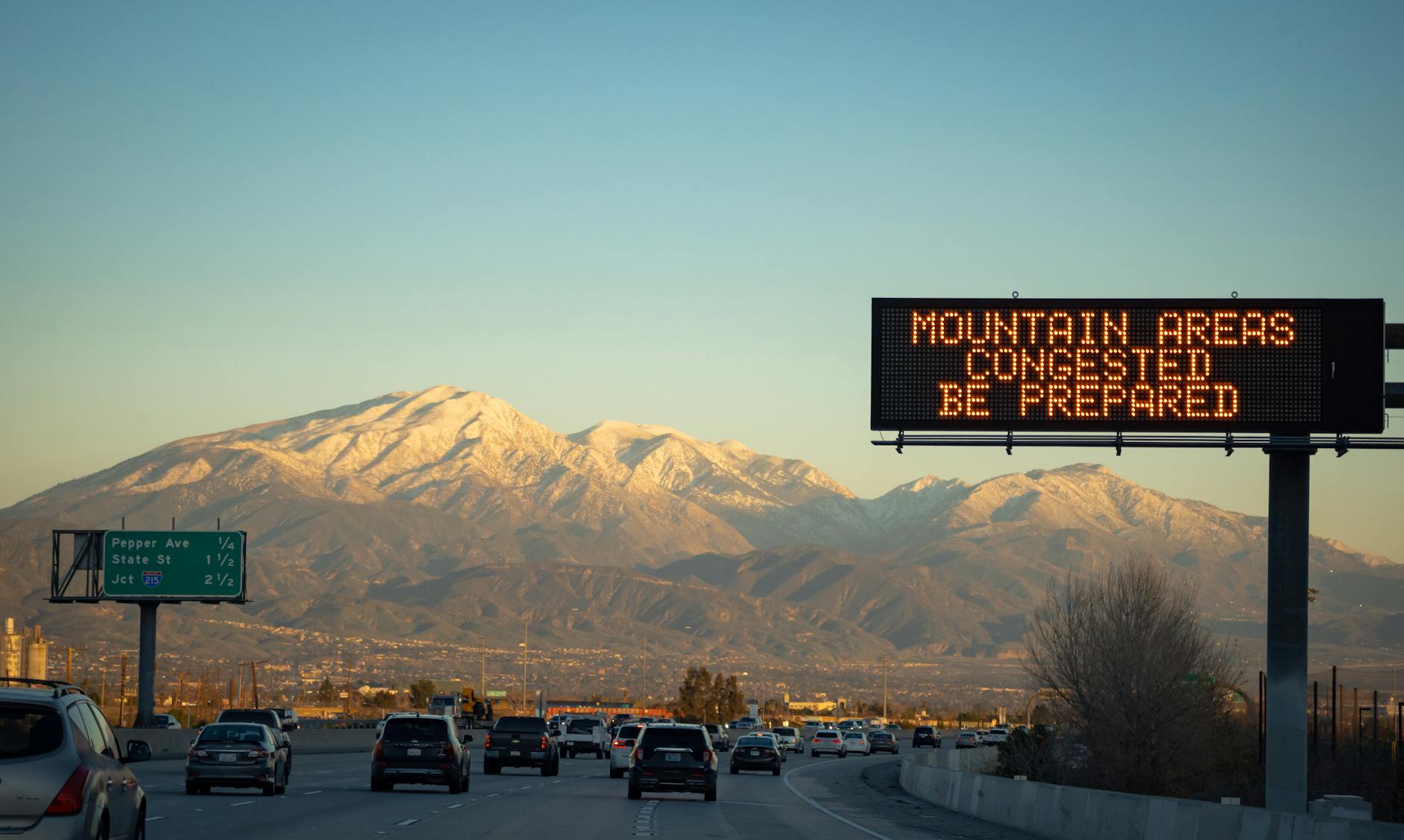 barren san bernardino mountains seen from highway