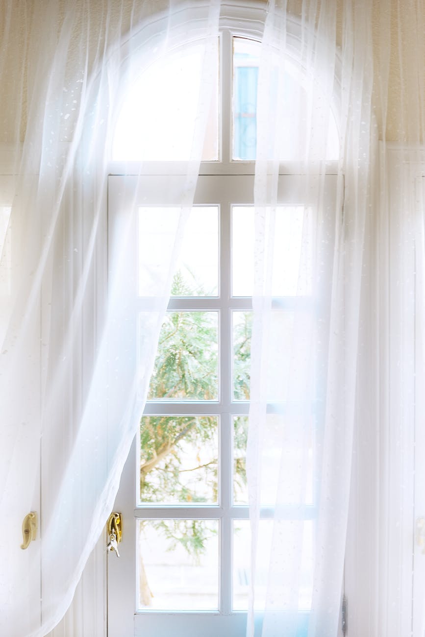 white curtains on a window