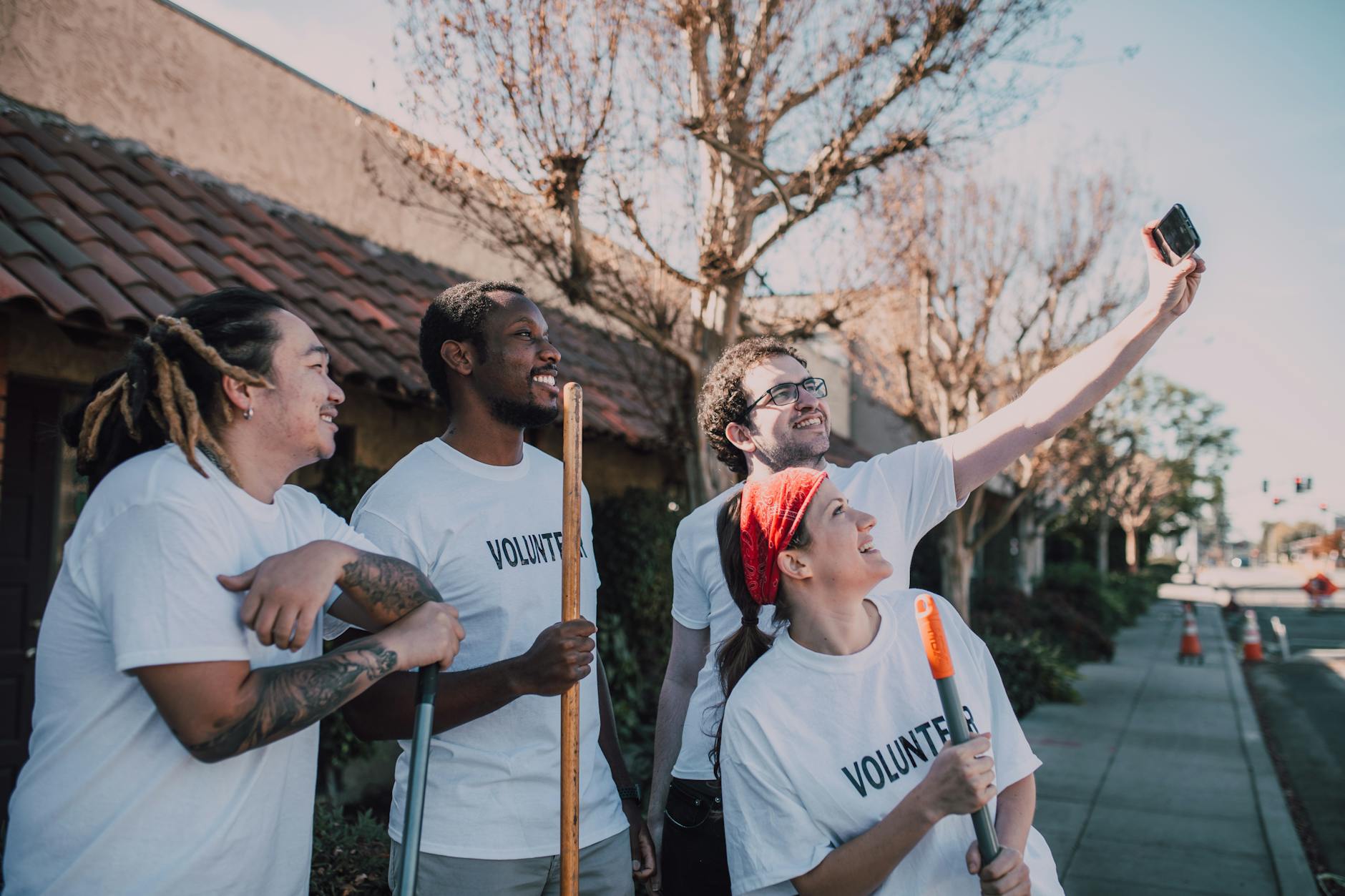 volunteers taking selfie